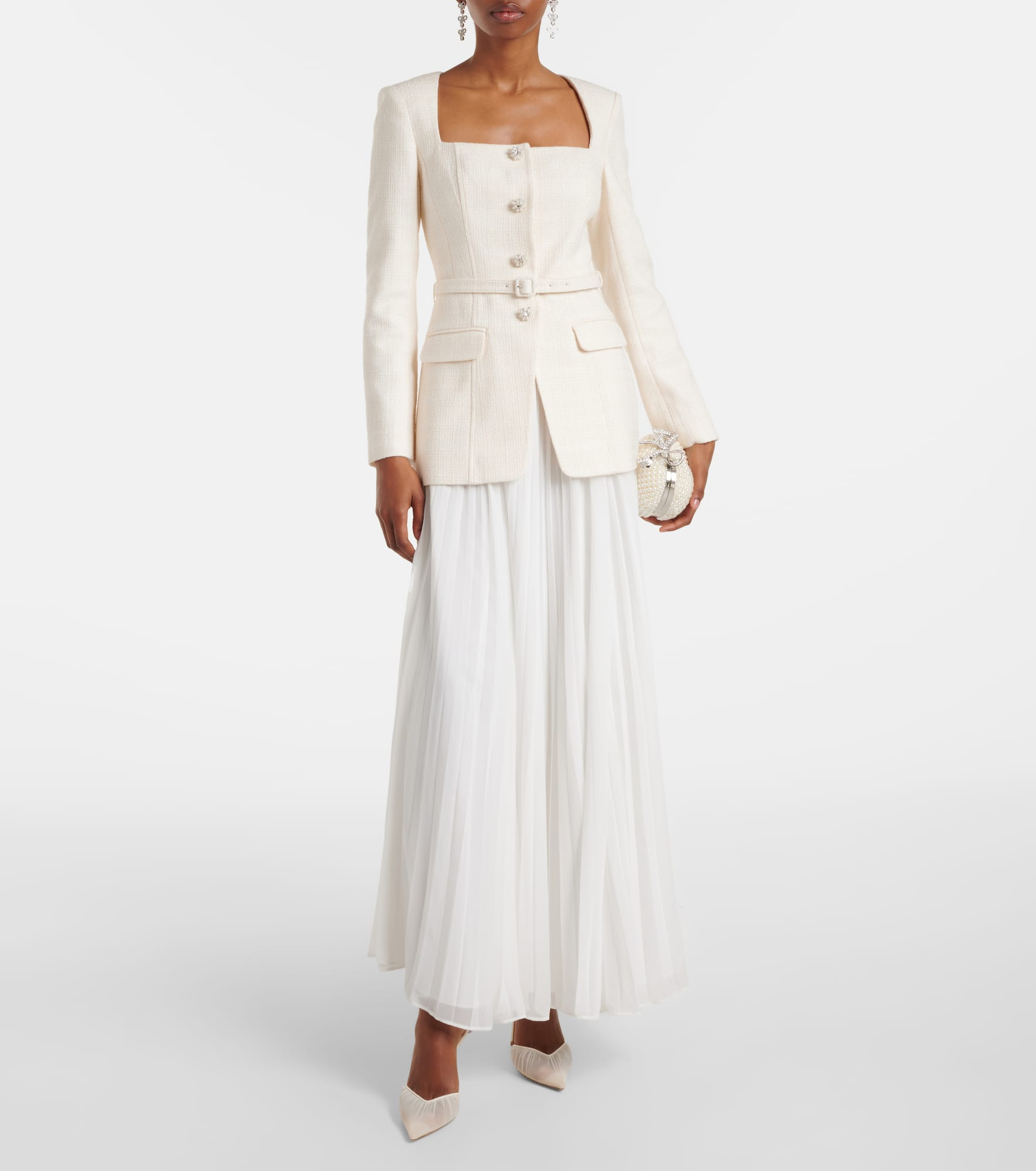 Belted plissé chiffon maxi dress - 2