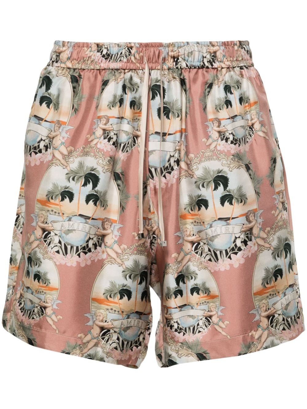 graphic-print silk shorts - 1