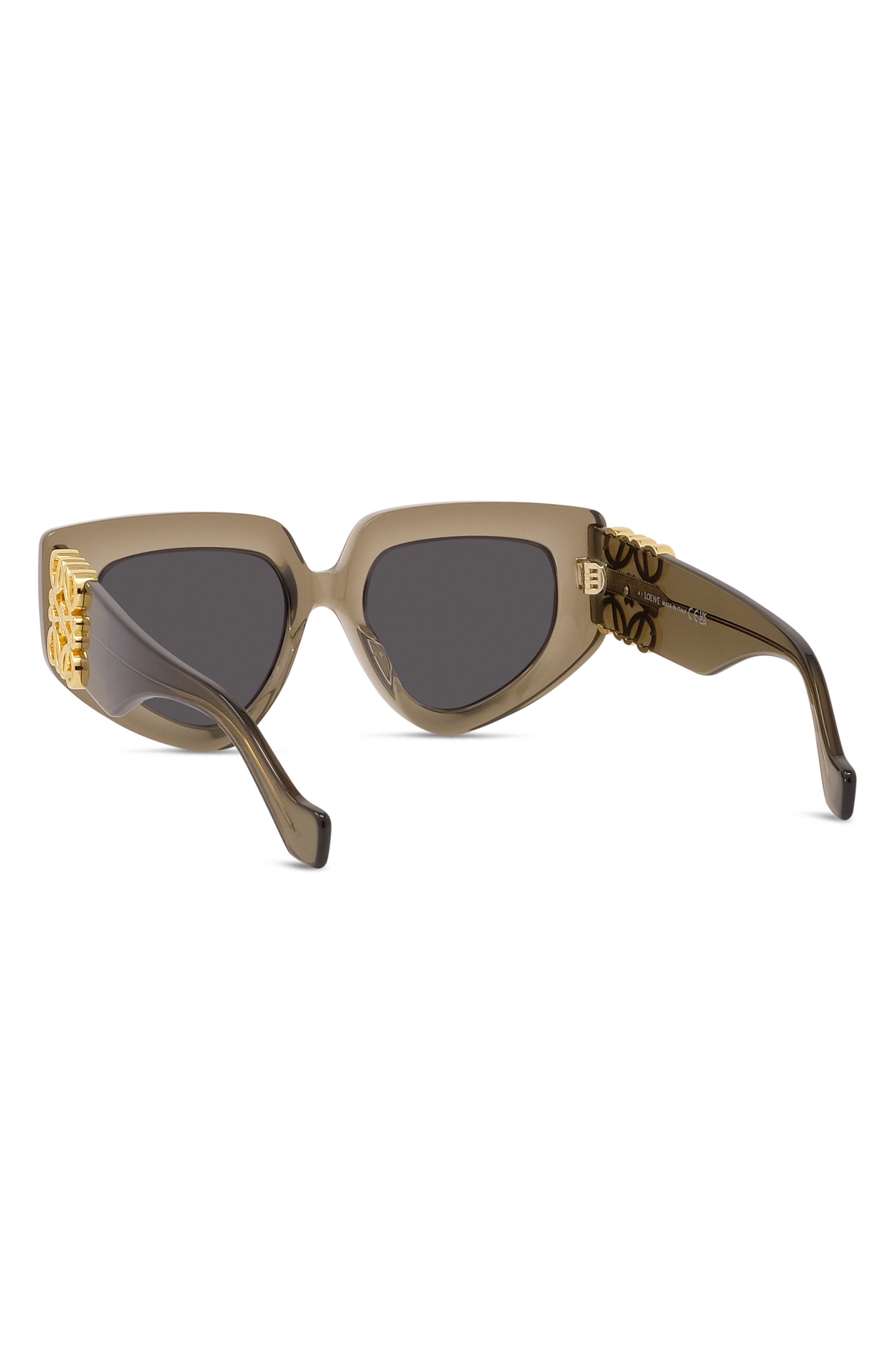Loewe Anagram 51mm Geometric Sunglasses in Shiny Dark Green /Smoke at Nordstrom - 7