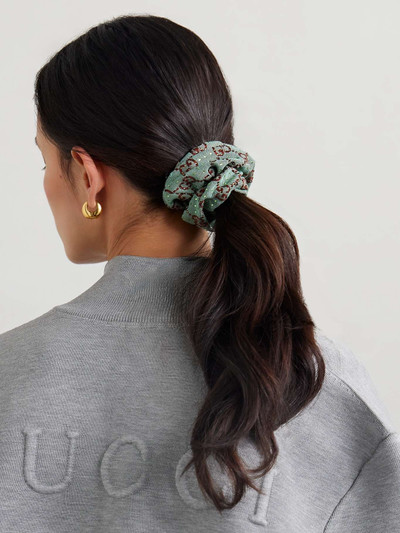 GUCCI Crystal-embellished canvas-jacquard scrunchie outlook
