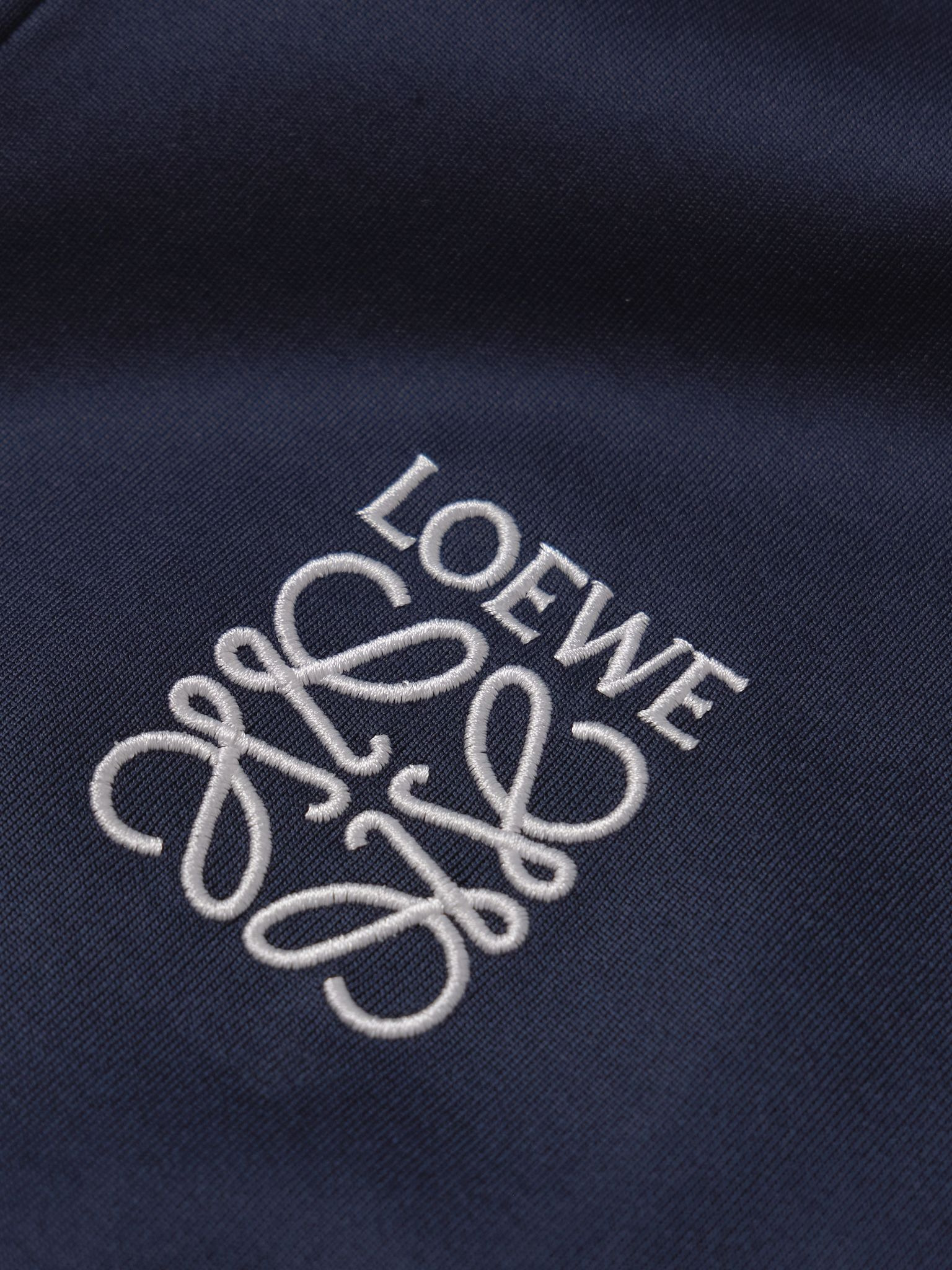 Twill-Trimmed Logo-Embroidered Tech-Jersey Track Jacket Navy - 5