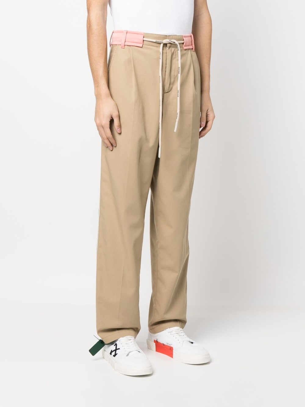 drawstring-waist straight-leg trousers - 3