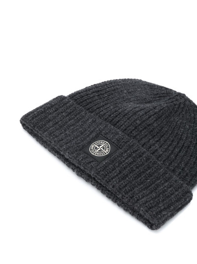 Stone Island logo patch wool beanie outlook