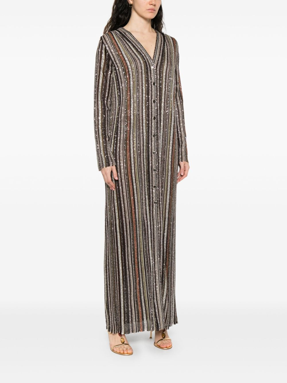 sequin-striped coat - 3