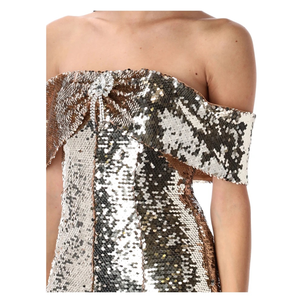 【送料&関税込】self-portrait Gold Sequin Off Shoulder Mini Gold Sequin Off Shoulder Mini Dress – self-portrait-US