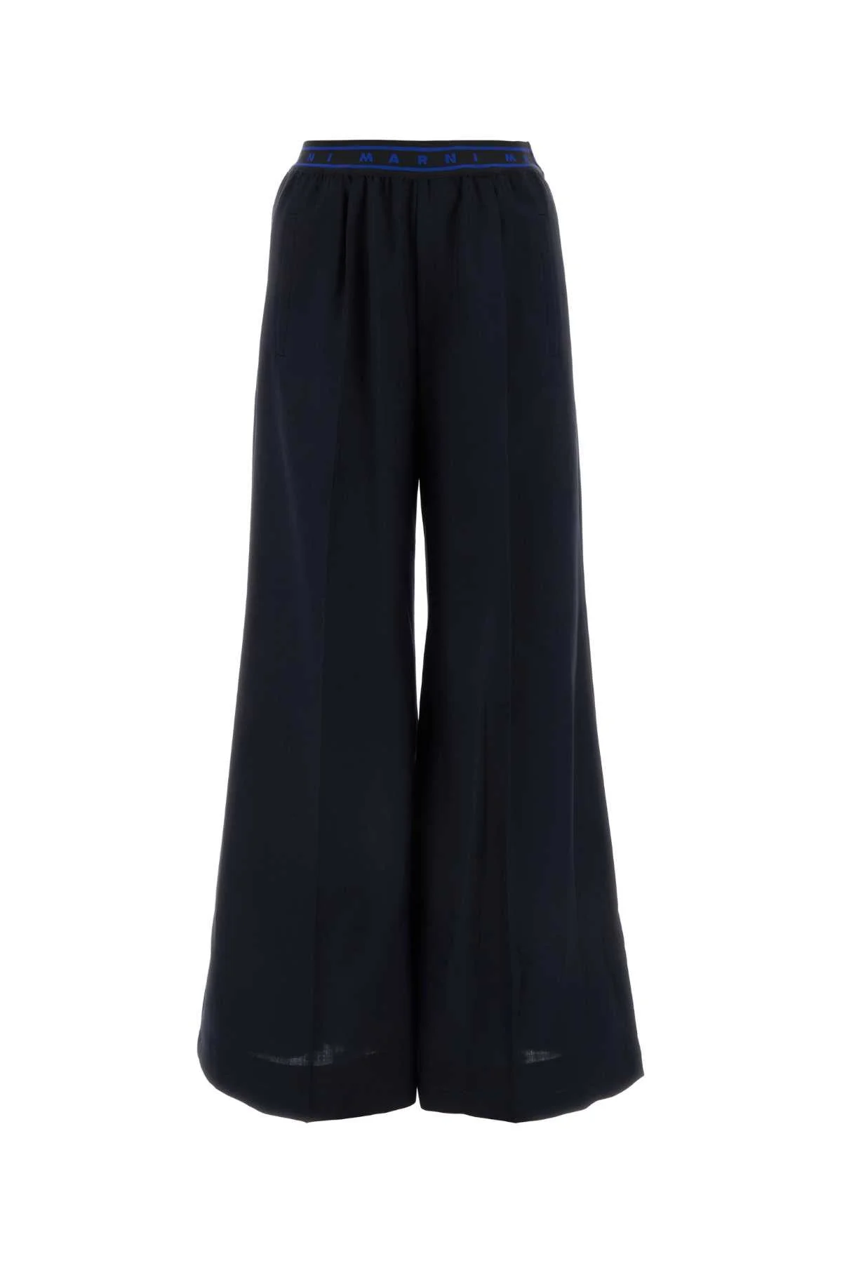 Marni Women Midnight Blue Wool Wide-Leg Pant - 1