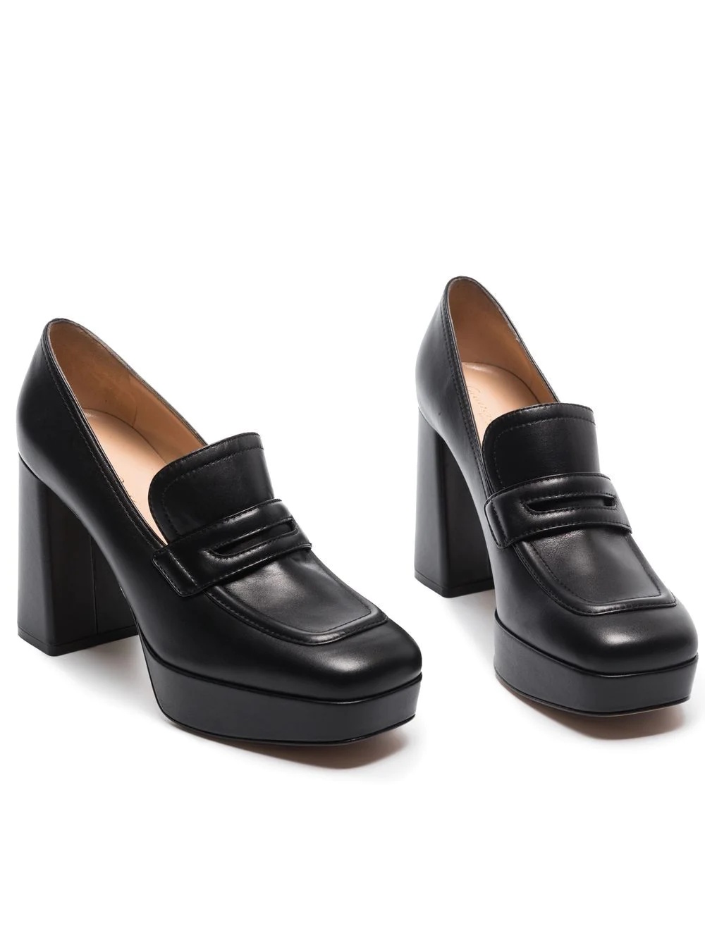 100mm platform leather loafers - 2