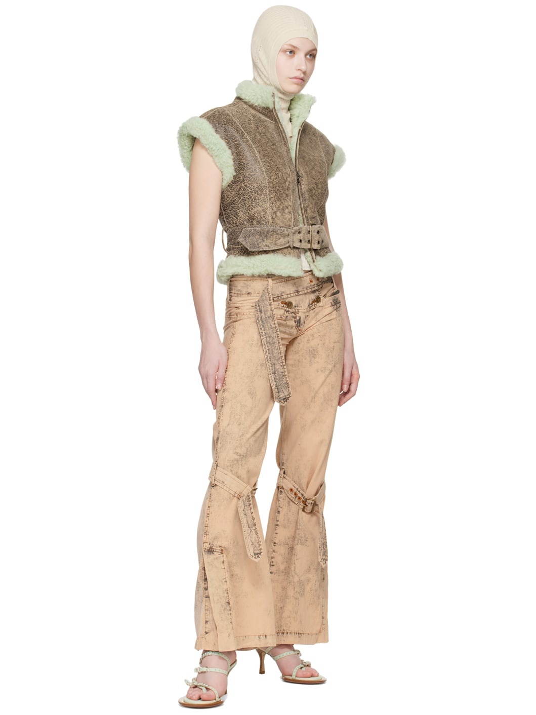 Brown Rex Shearling Vest - 4