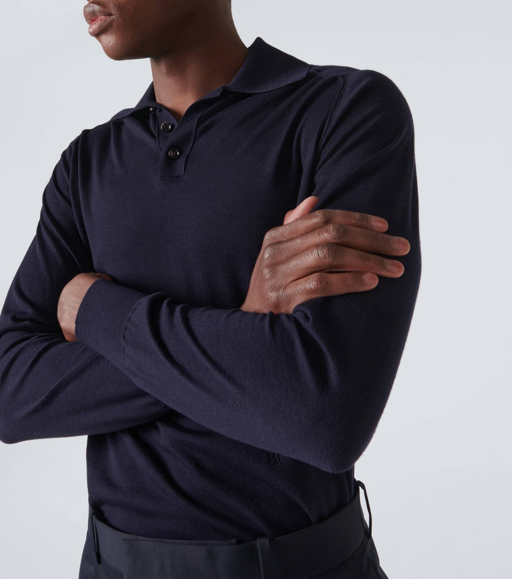 Wool jersey polo sweater - 5