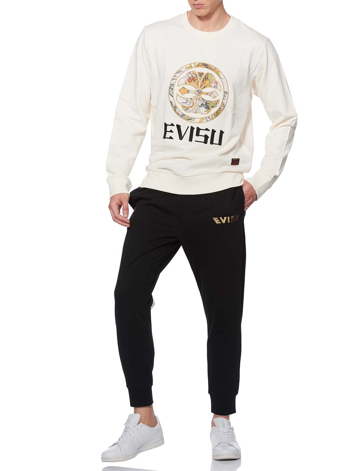Sweatshirt with Allover Tiger Ink Wash Painting Kamon and Daicock Print - 3