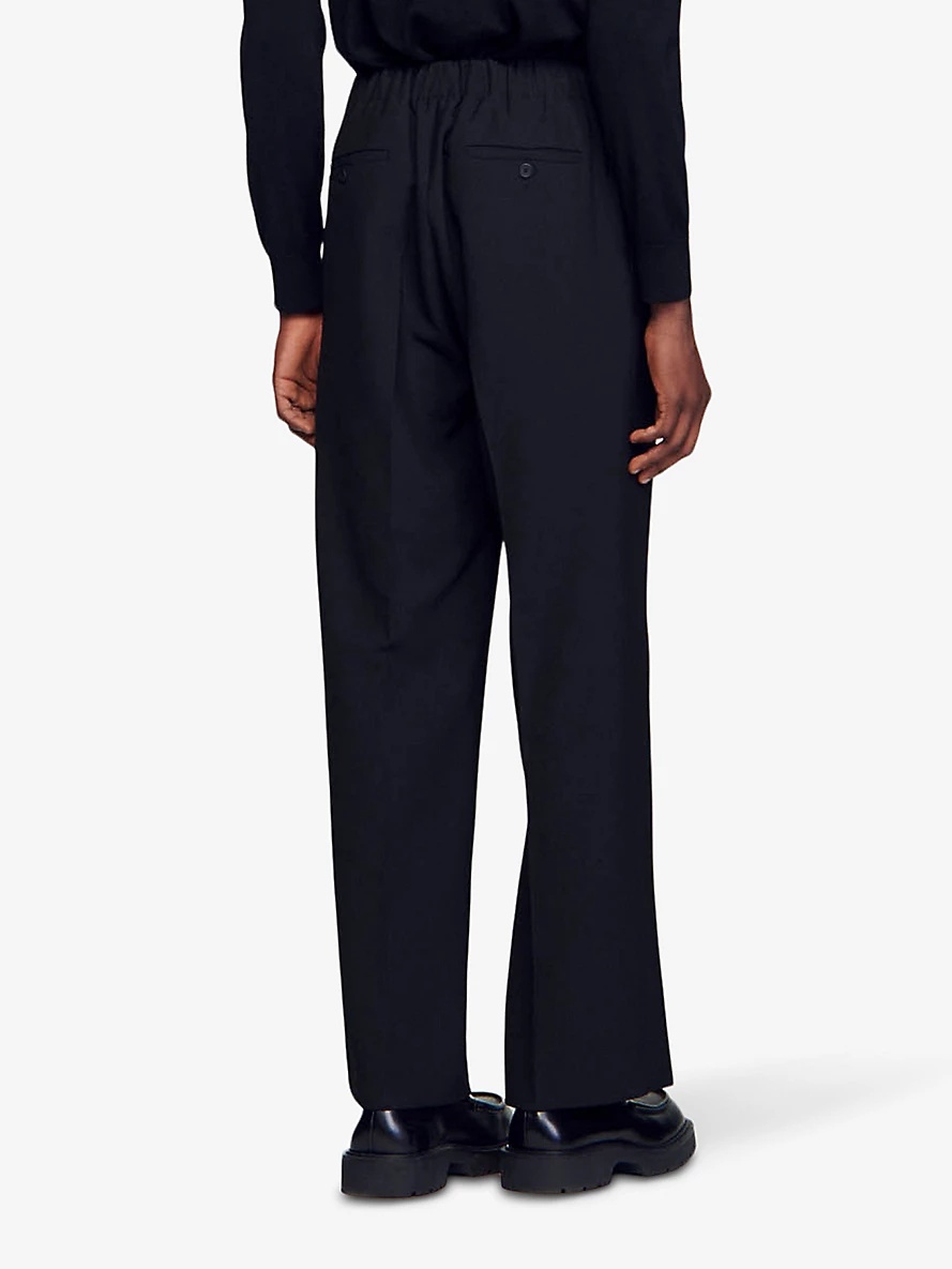 Elasticated-waist wide-leg stretch-woven trousers - 4