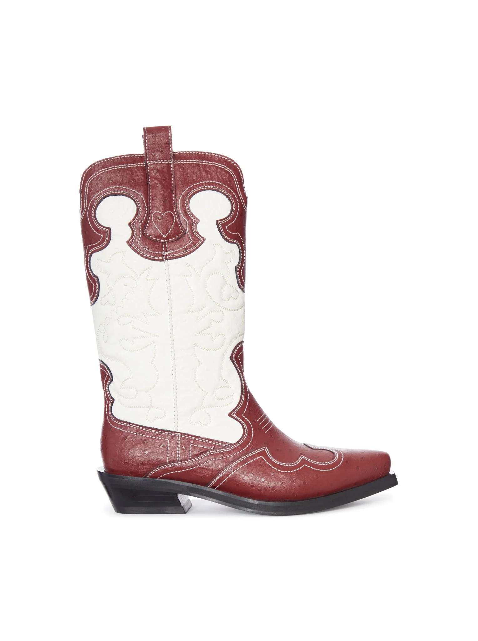 TWO-TONE LEATHER TEXAN BOOTS WITH DECORATIVE EMBROIDERY - 1