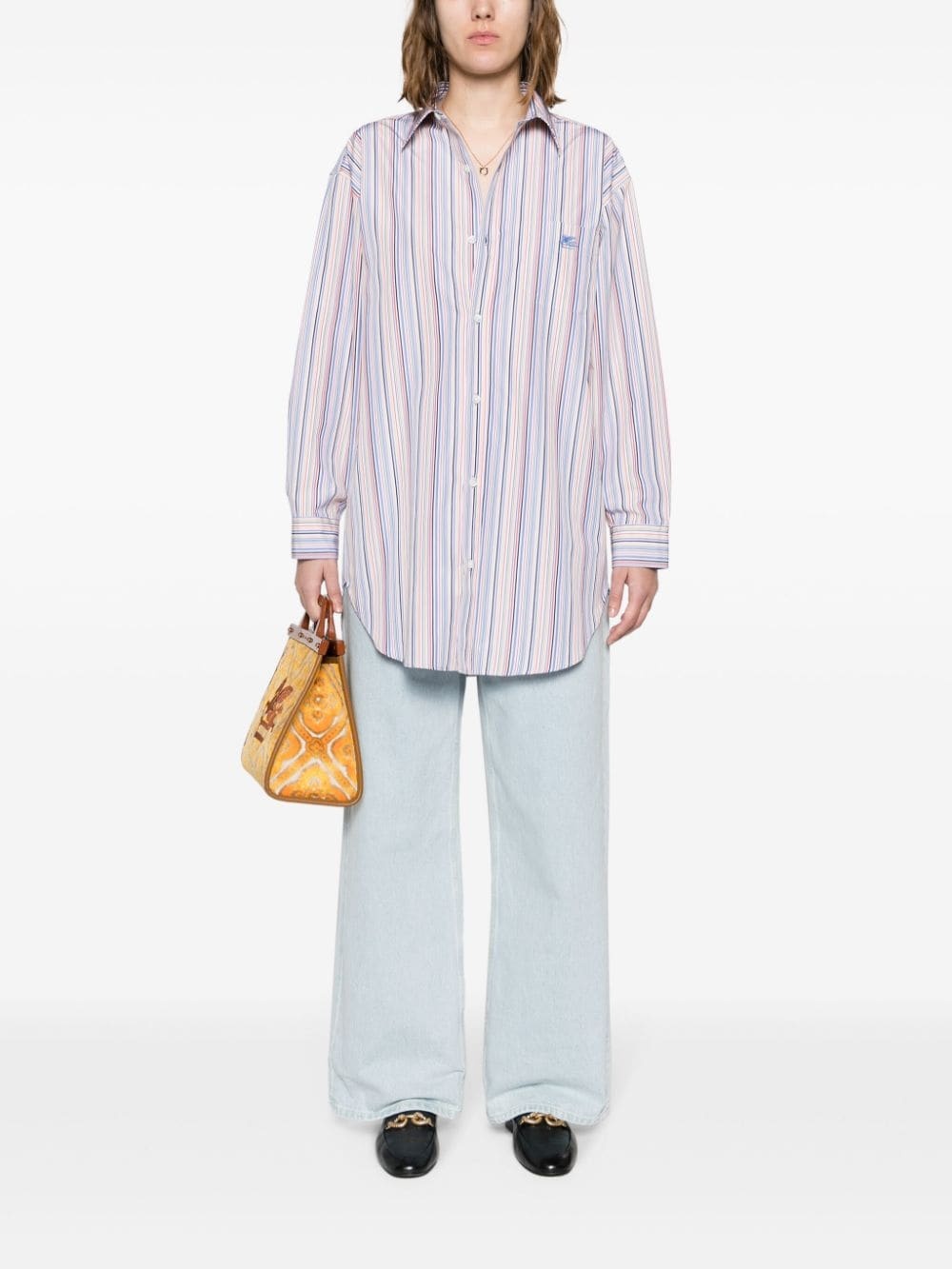 Pegaso-embroidered striped shirt - 2
