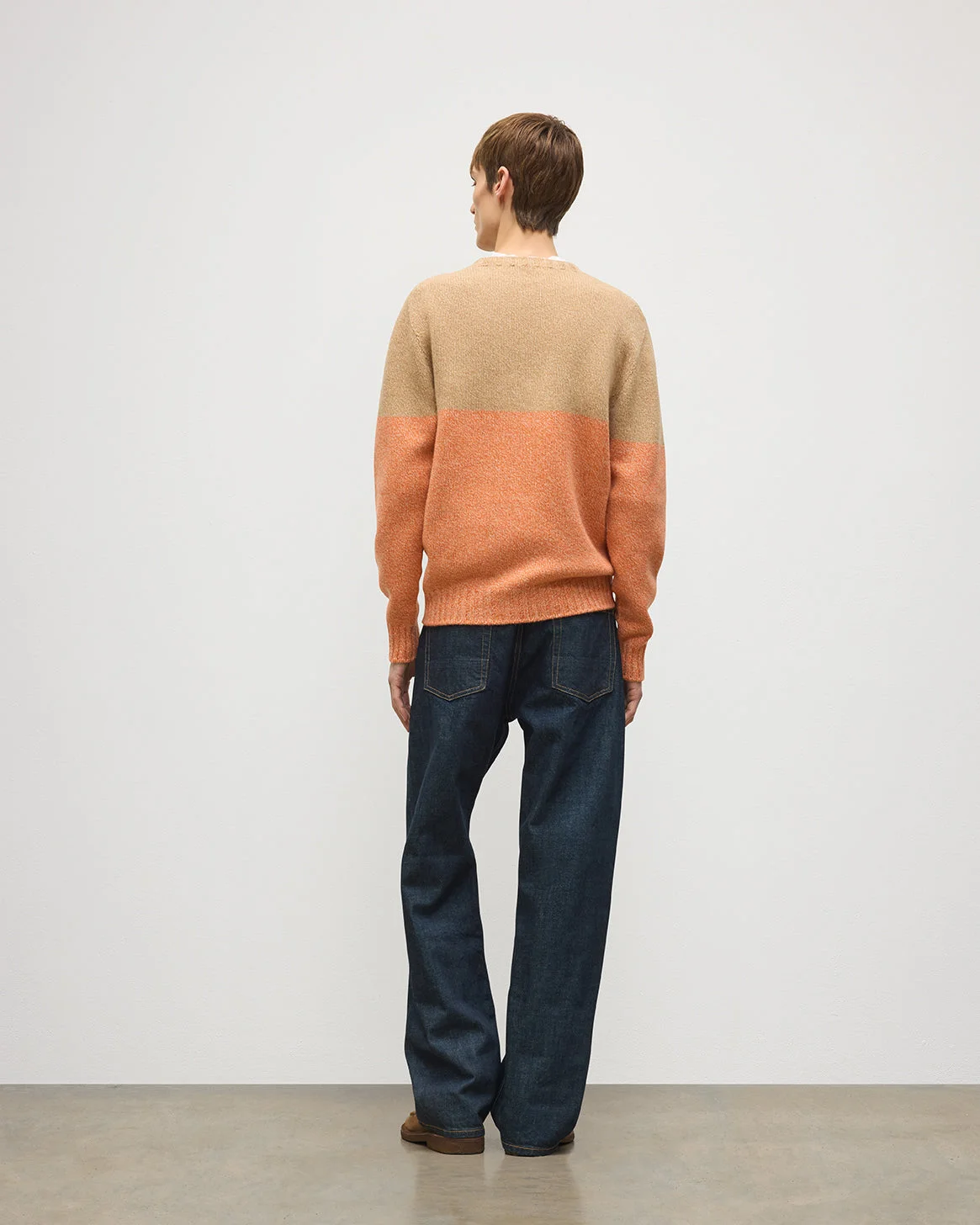 Ogilvie Colour Block Orange Lambswool Jumper - 1