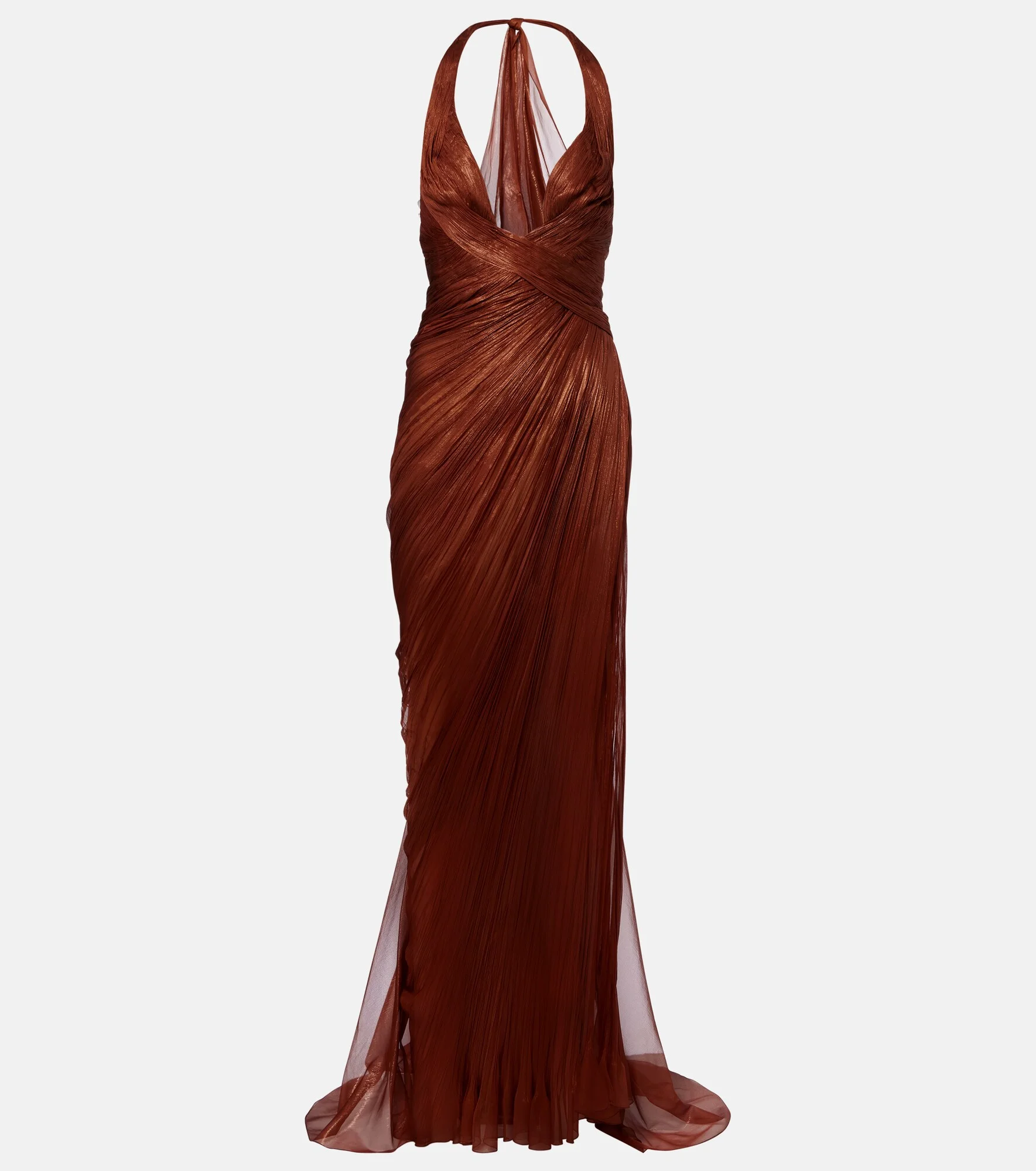 Milagros halterneck silk muslin gown - 1