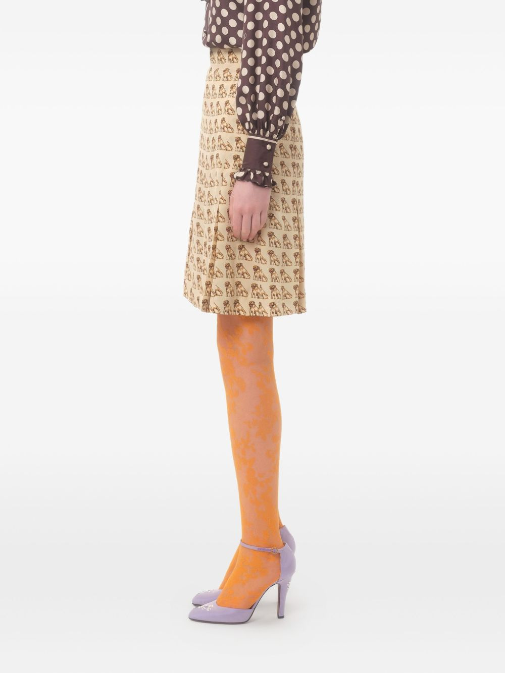 pleated dog-print mini skirt - 4