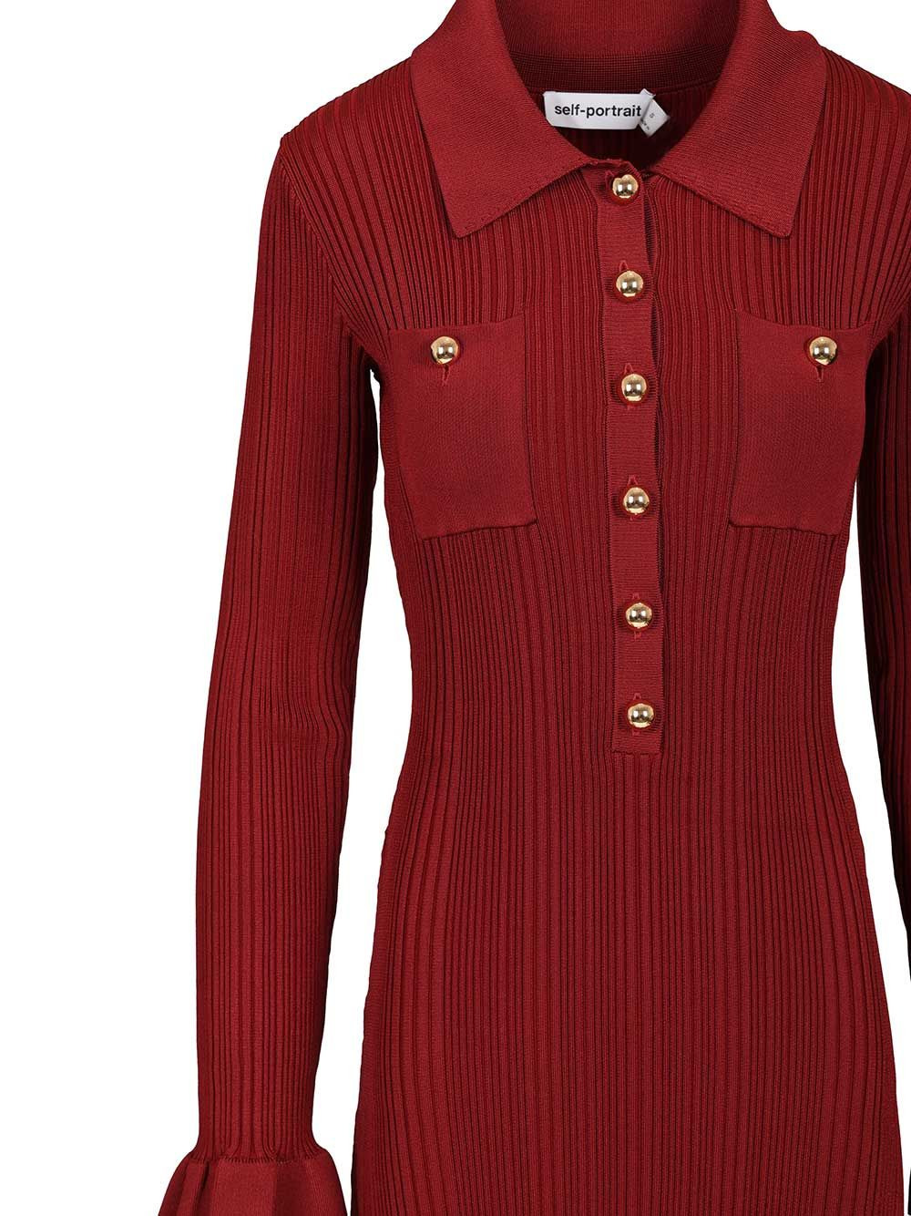 Burgundy Ribbed Knit Midi Dress Dresses Bordeaux - 4