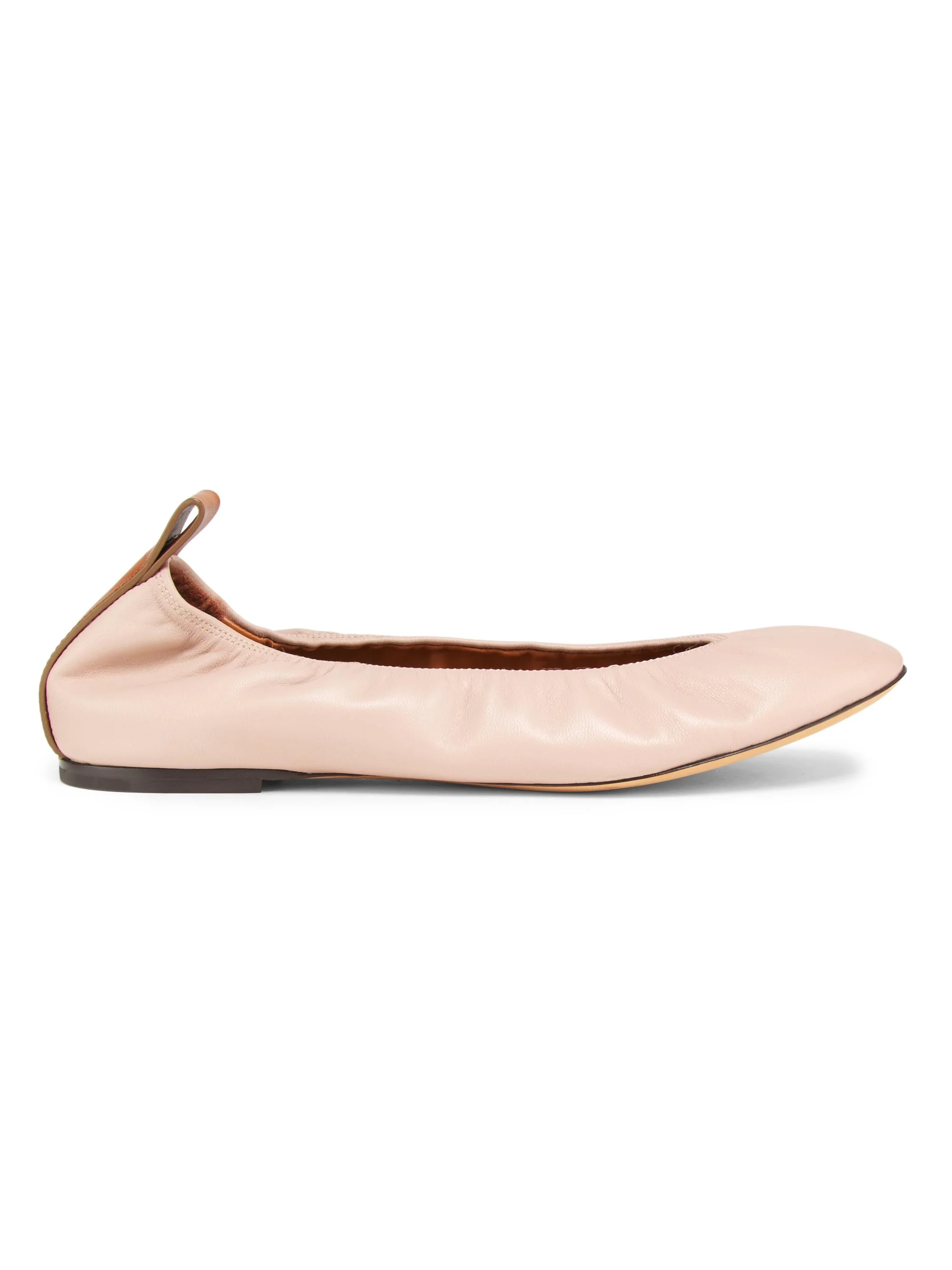 Women's Leather Ballerina Flats - Dark Beige - 1