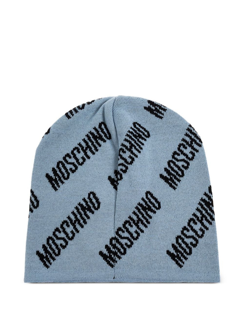 Moschino logo-pattern beanie outlook