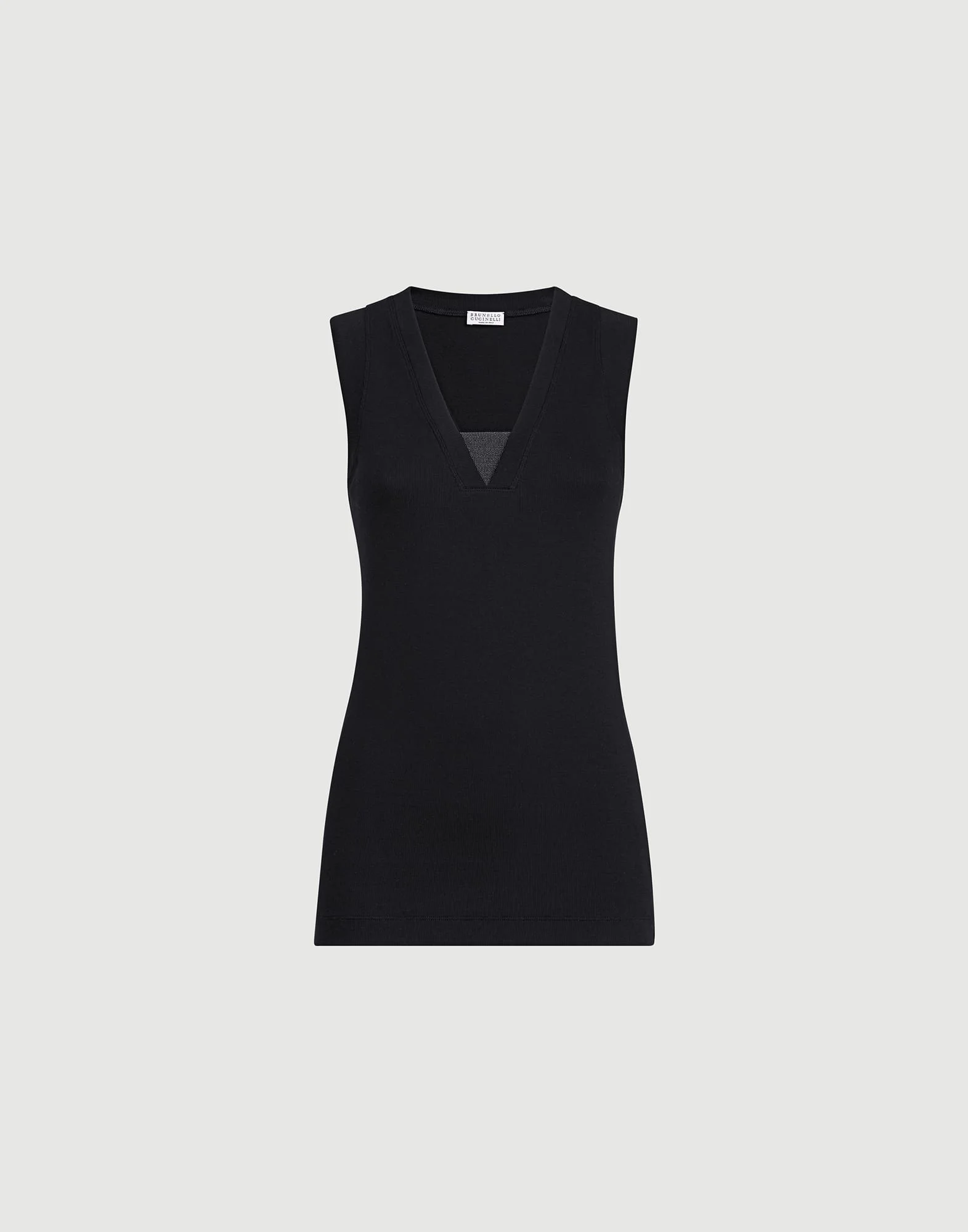 Stretch cotton jersey T-shirt with precious faux-layering - 1