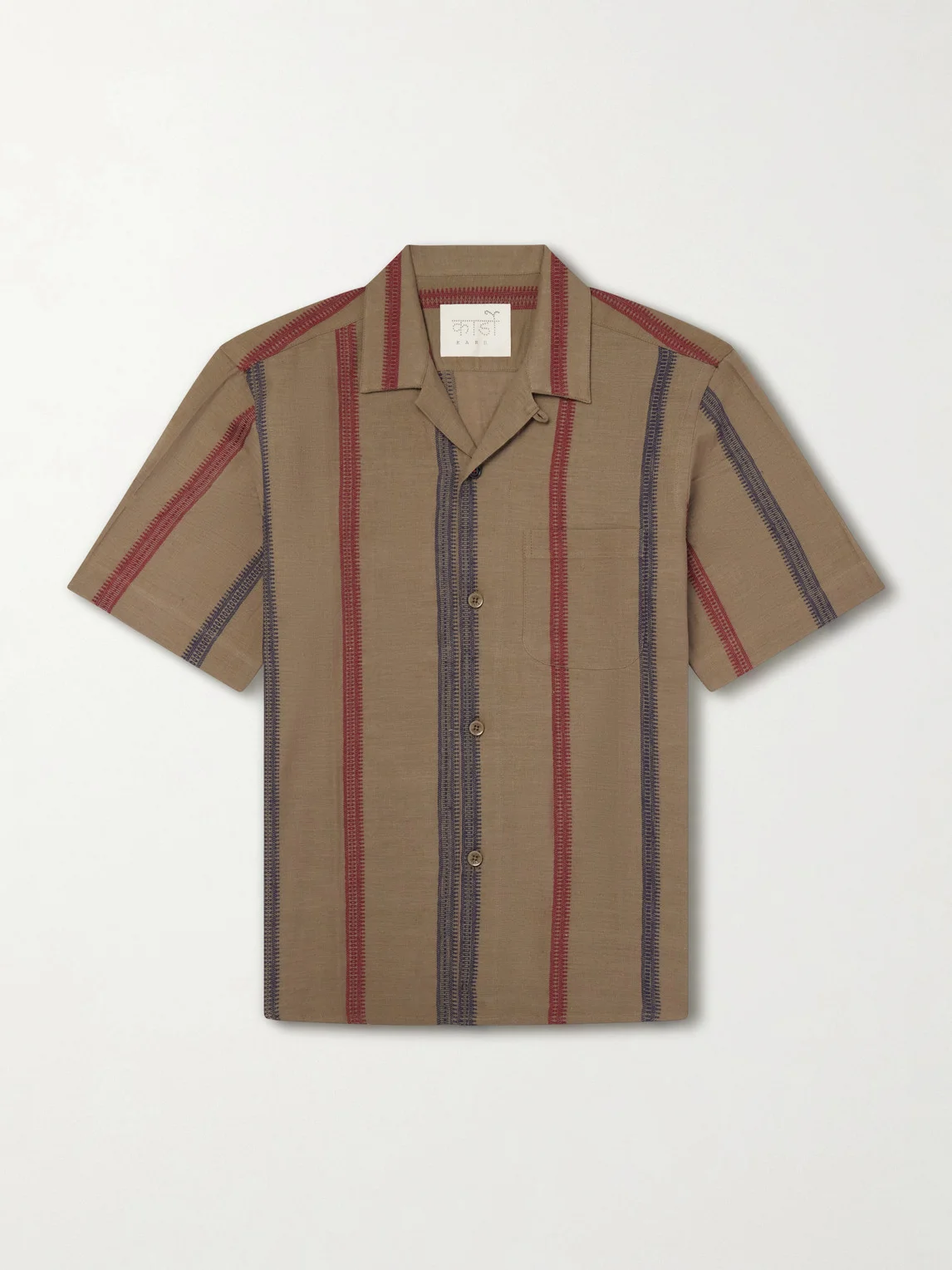 Ronen Camp-Collar Striped Jacquard-Knit Cotton Shirt - 1