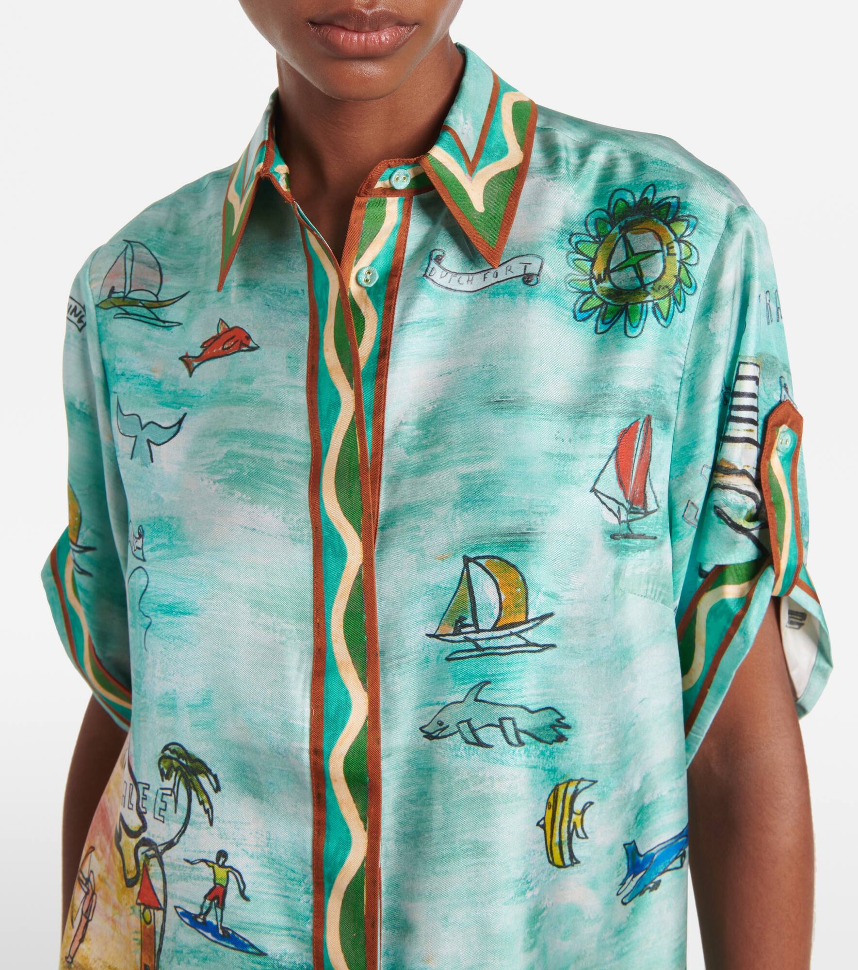 Swell printed silk twill shirt - 4