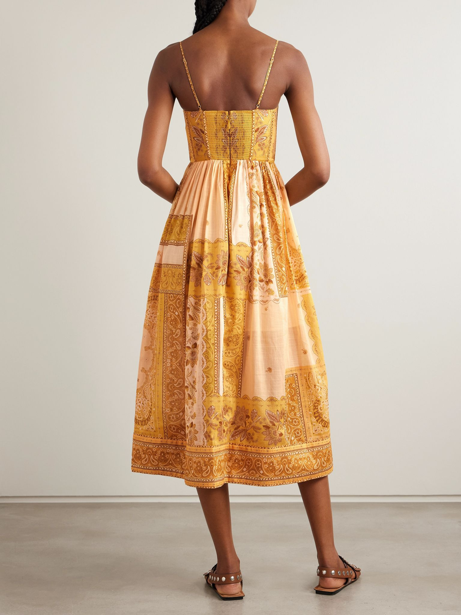 Lucky bandana-print cotton-voile midi dress Yellow - 3