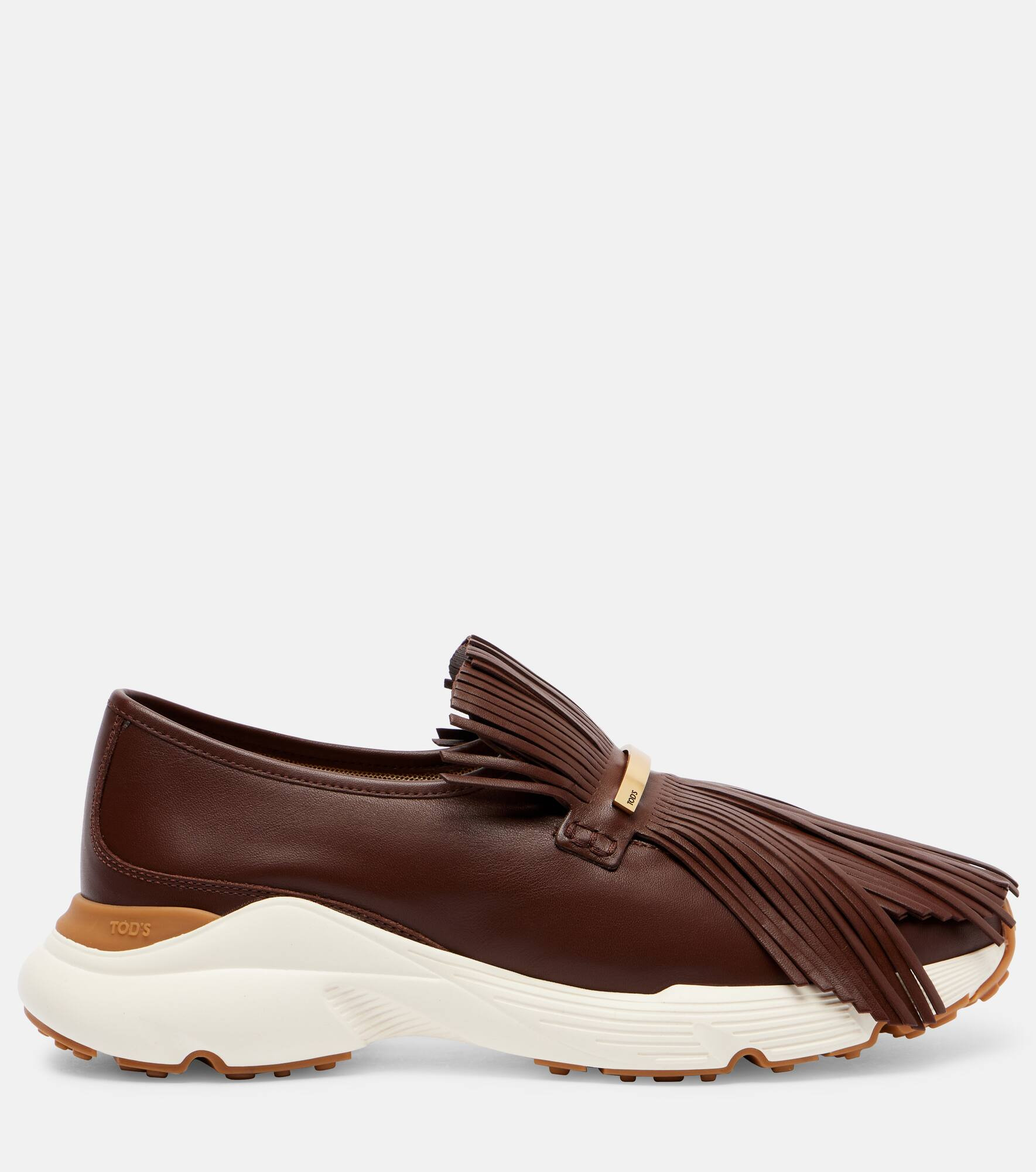 Fringed leather sneakers - 4