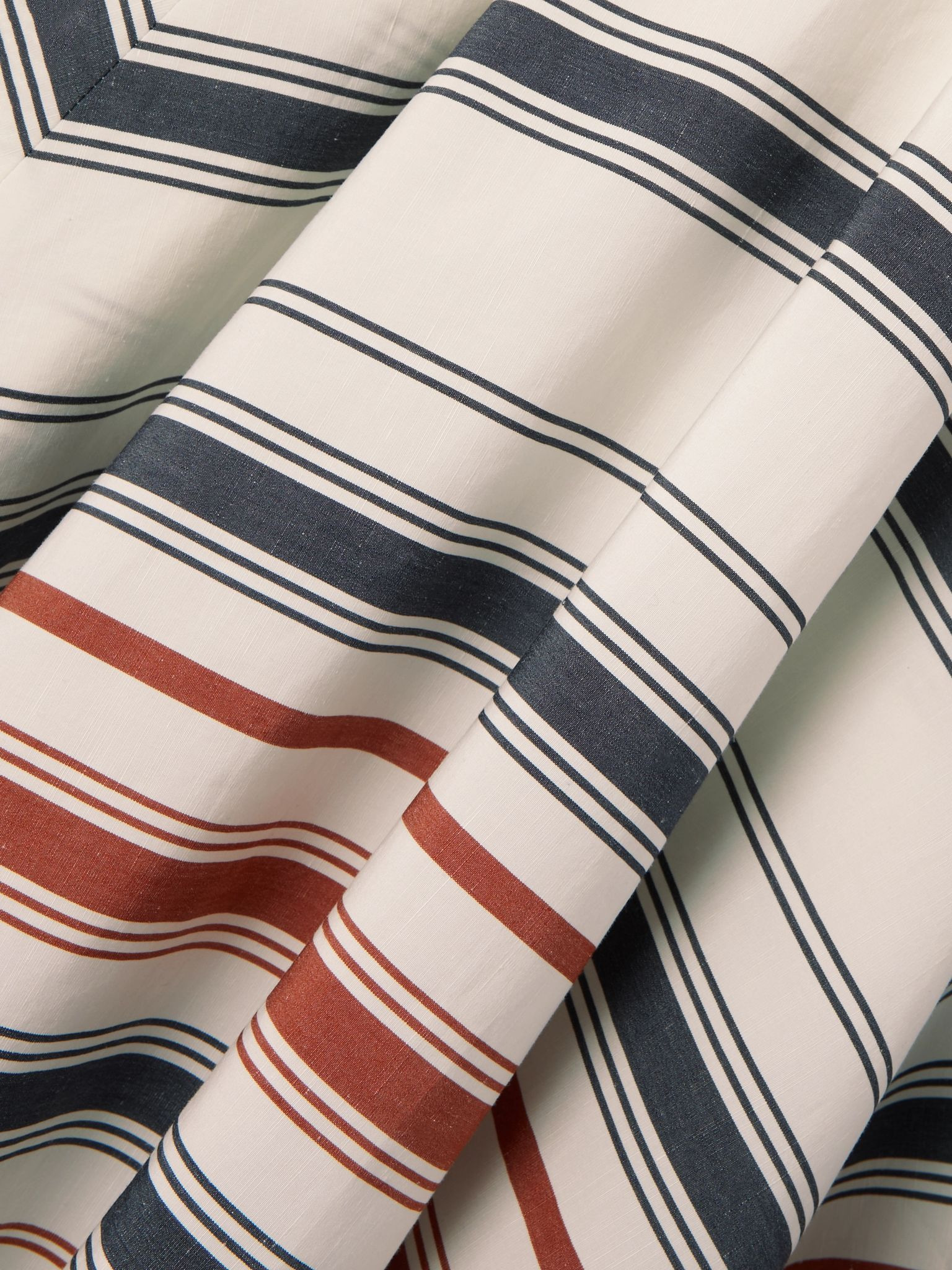 Striped cotton and linen-blend midi skirt Navy - 4