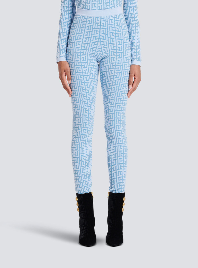 Knit leggings with Balmain monogram 6