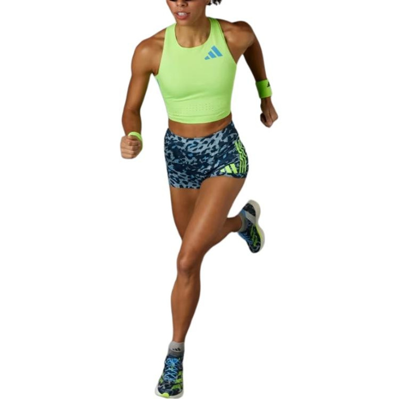 adidas (WMNS) adidas Adizero Road to Records Crop Top Asia Sizing 'Lucid Lemon' IT5774 outlook