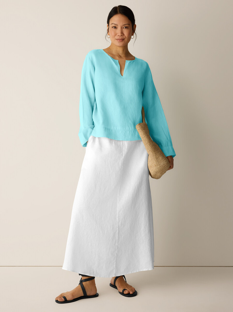 Organic Handkerchief Linen Split Neck Top 3