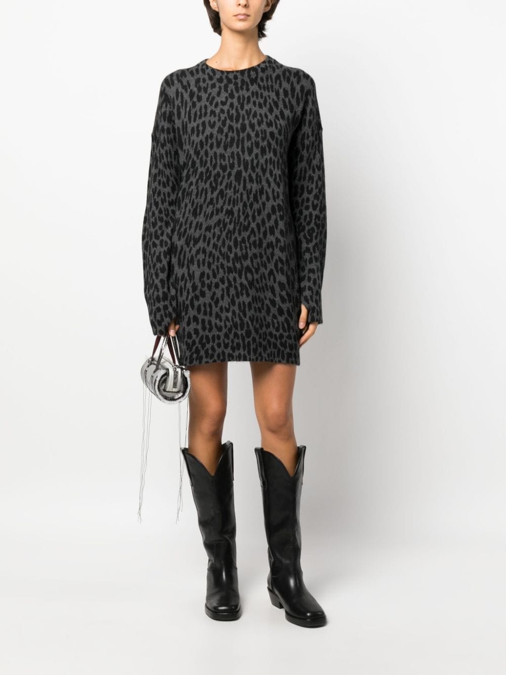 leopard-print cashmere dress - 2