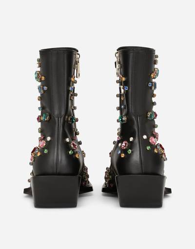 Dolce & Gabbana Embroidered Shiny Tex boots outlook