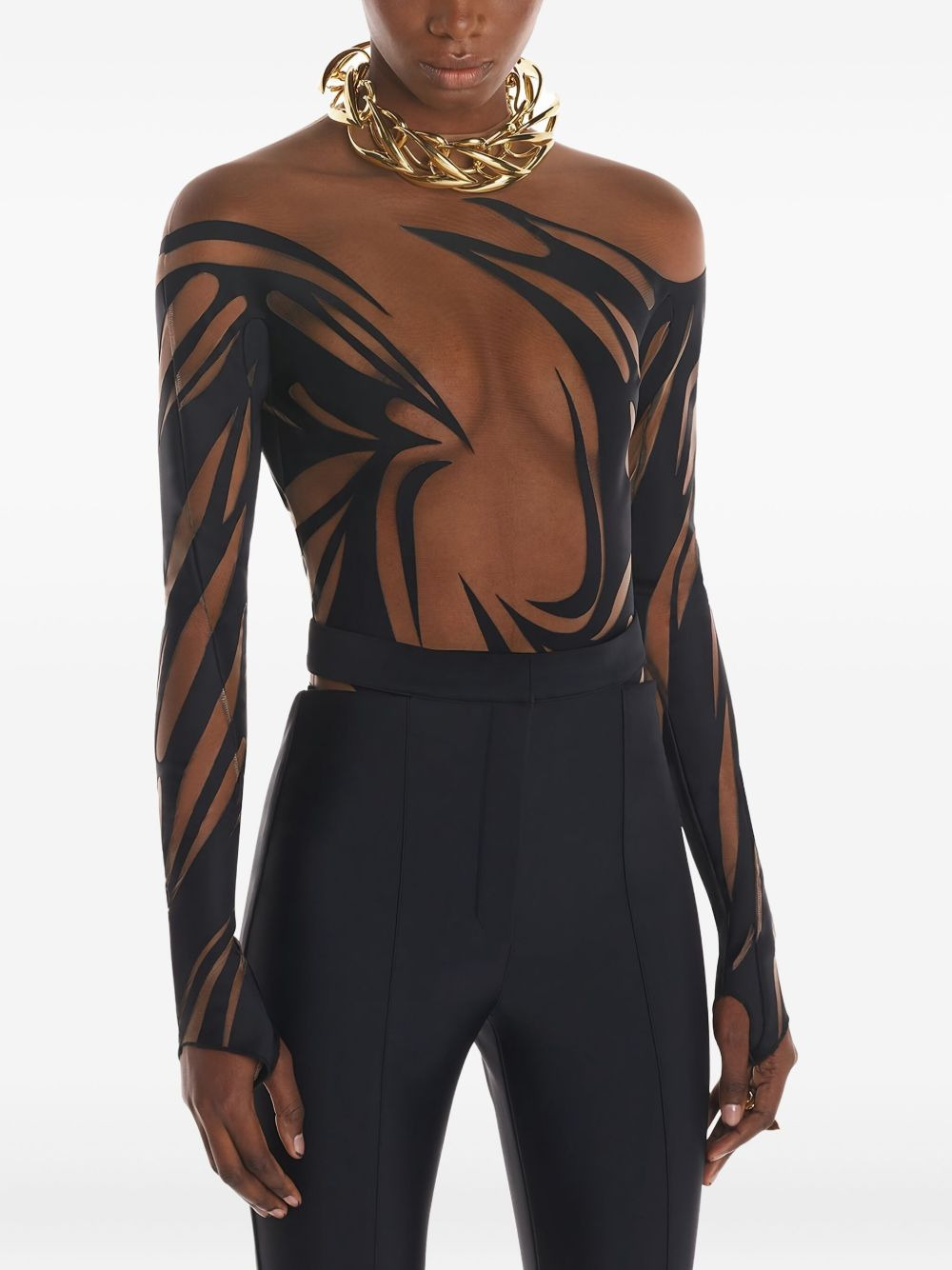 abstract-print long-sleeve bodysuit - 4