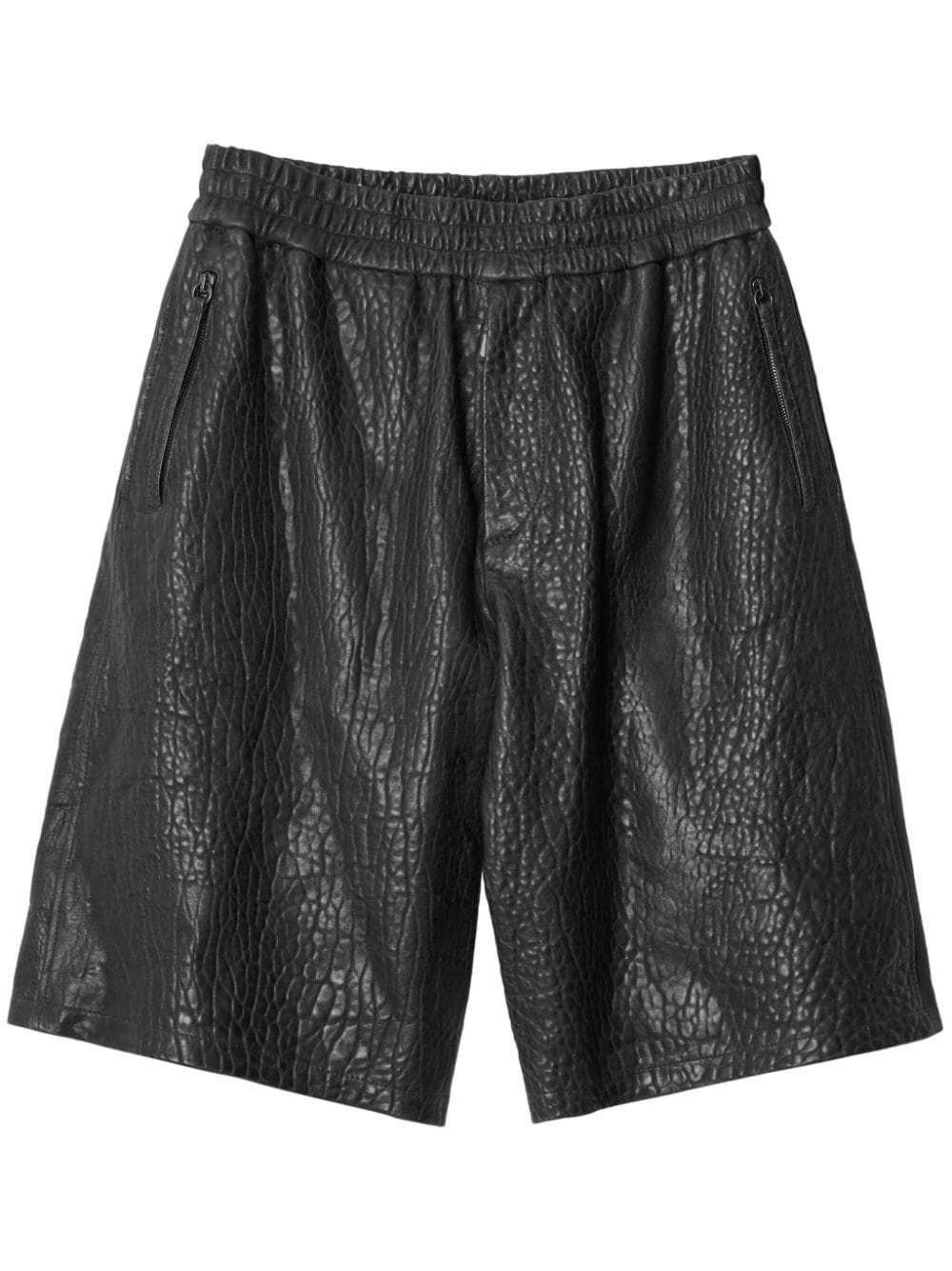 grained-effect leather shorts - 1