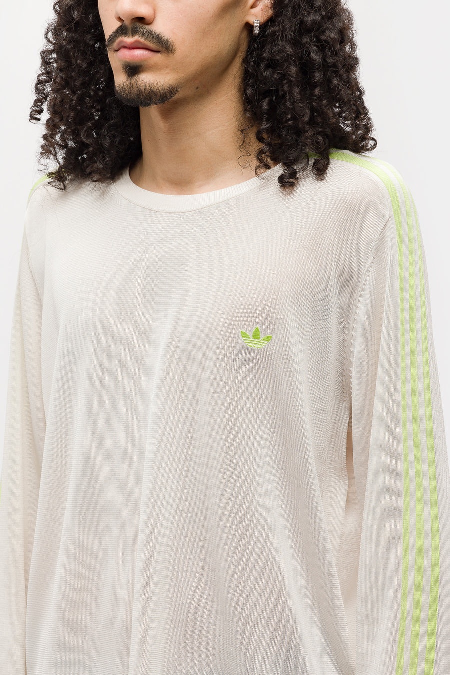 Wales Bonner Knit Long Sleeve T-Shirt in Chalk White/Semi Frozen Yellow - 4