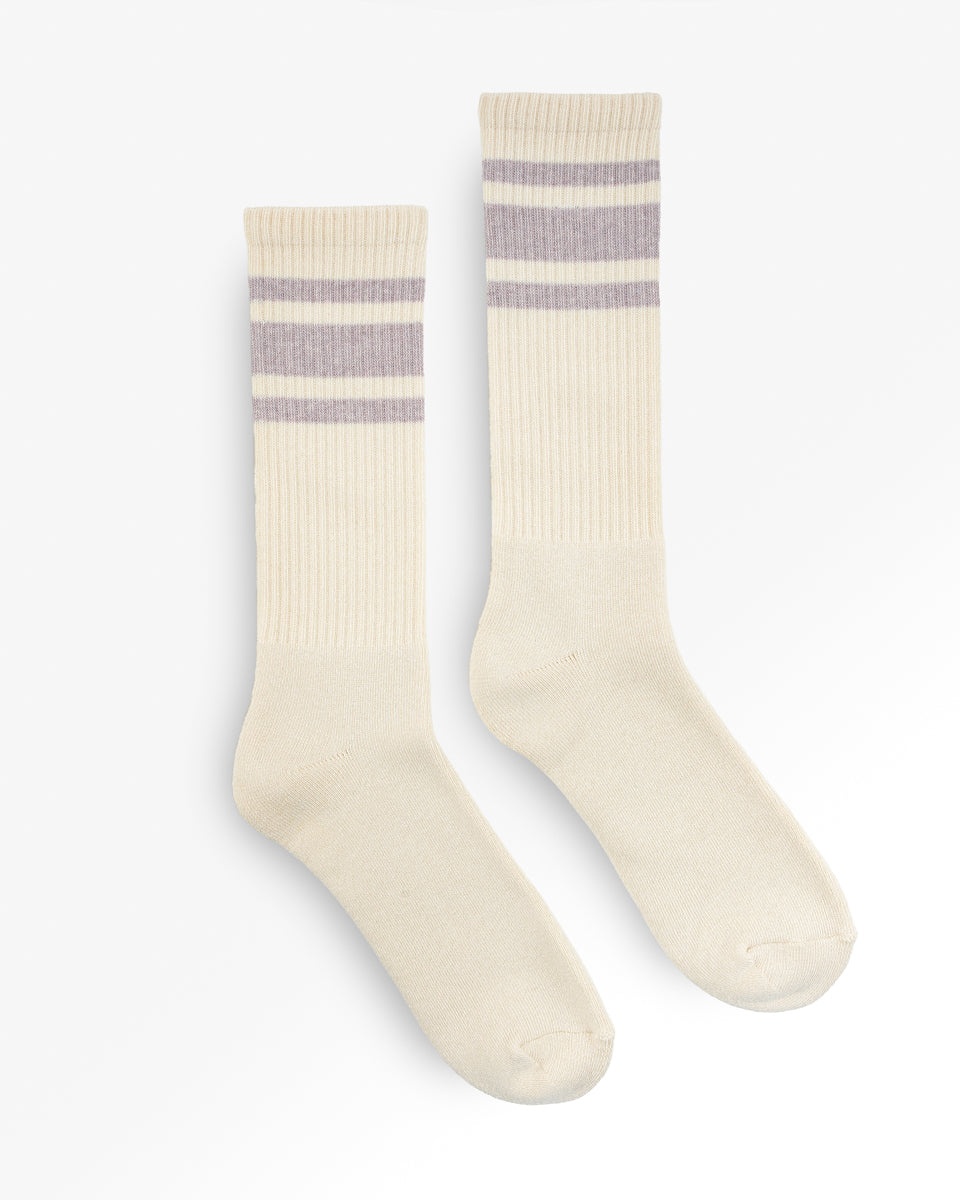 DECKA SHOWATABÉ ORGANIC '80S SKATER SOCKS - ECRU X PURPLE - 1