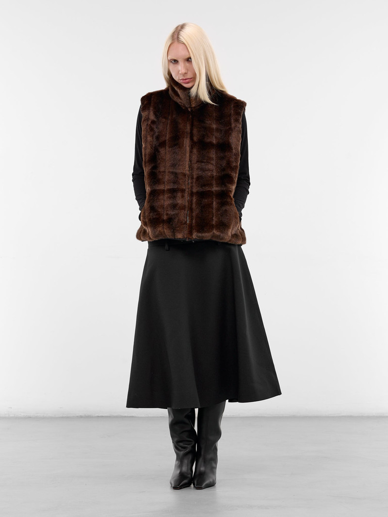 CONNER IVES Brown Vegan Mink Fur Vest outlook