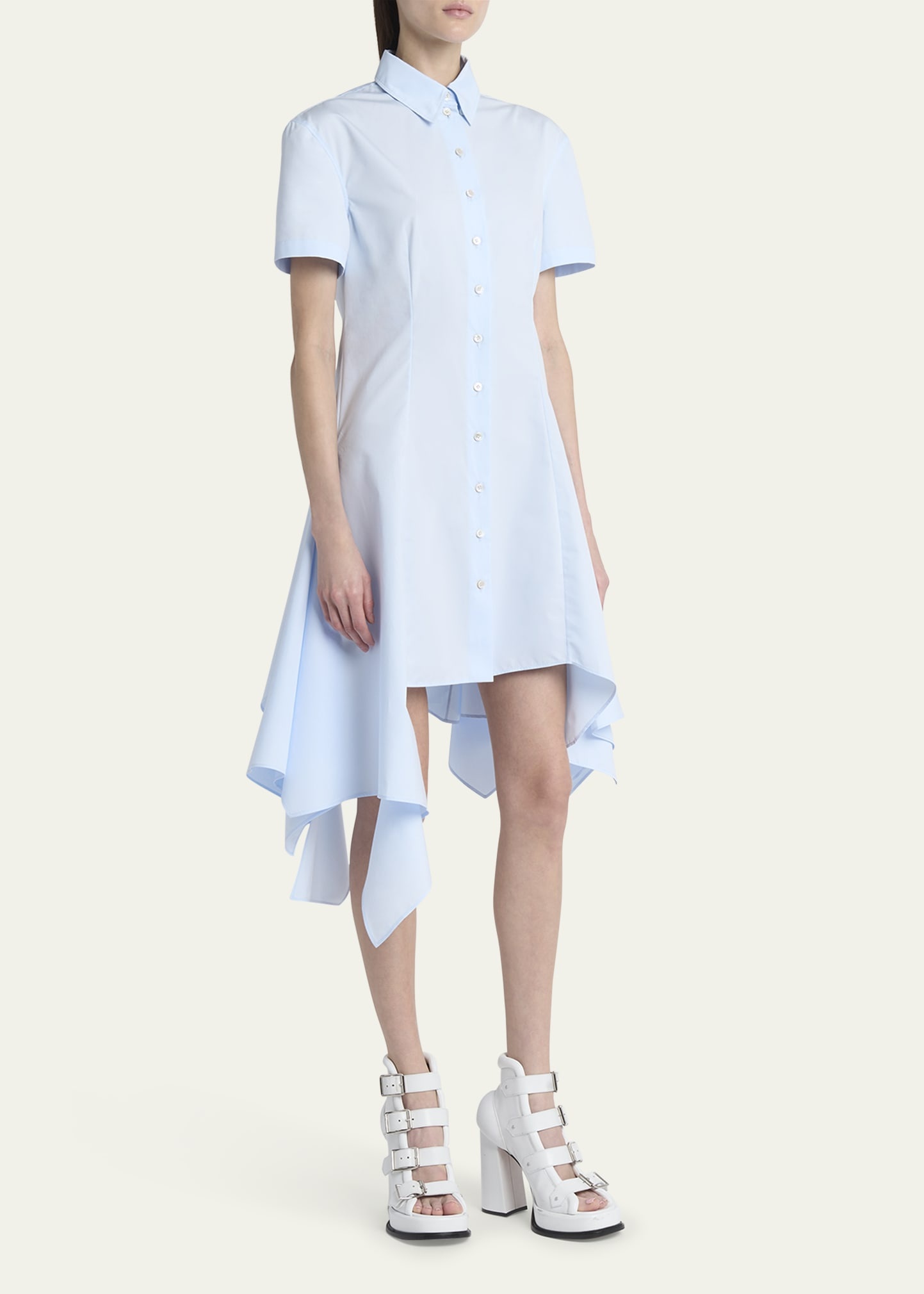 Asymmetric Poplin Shirtdress - 4