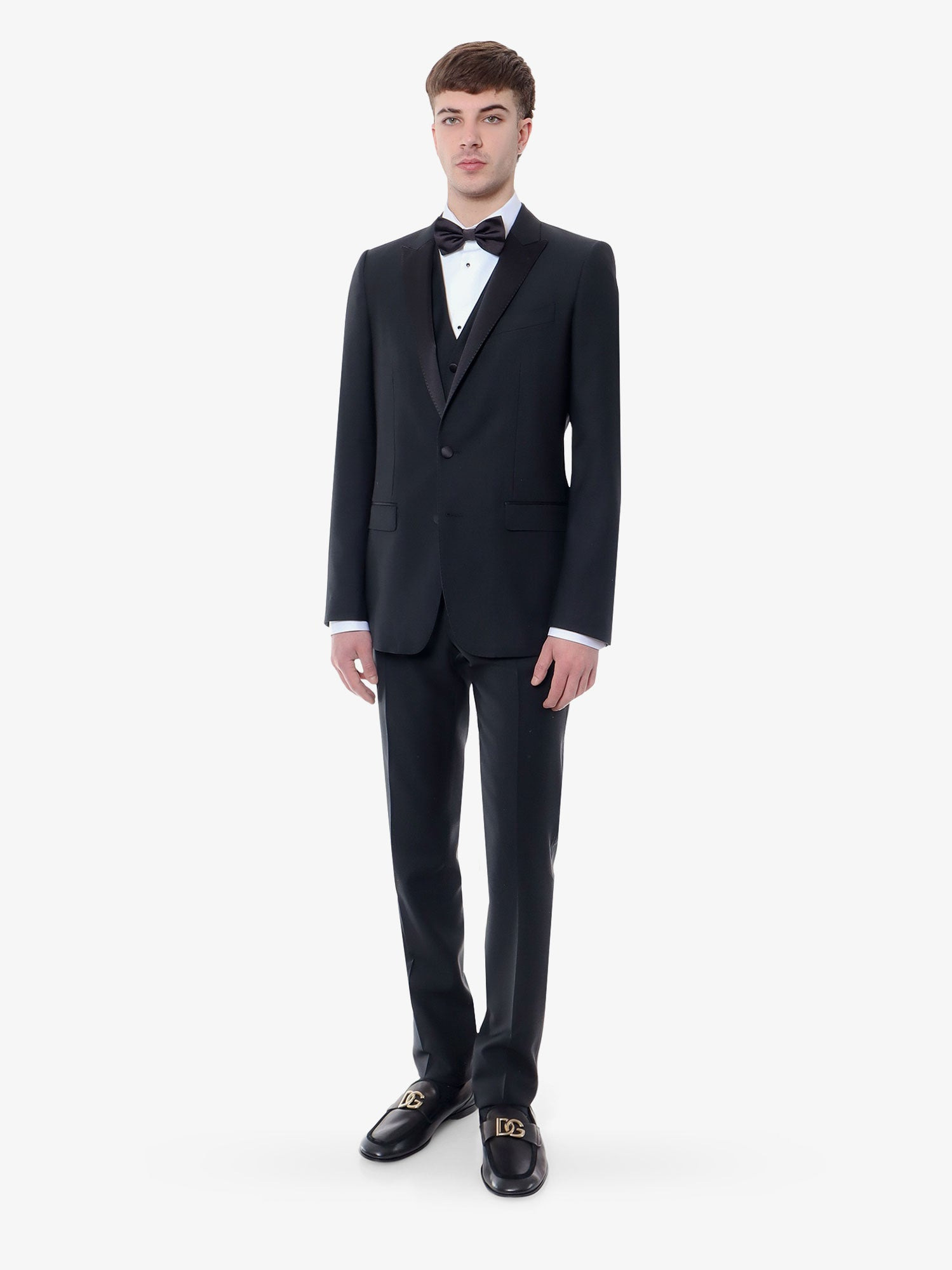 DOLCE e GABBANA - Dolce E Gabbana Virgin Wool Blend Tuxedo With Gilet And Satin Profiles - 2