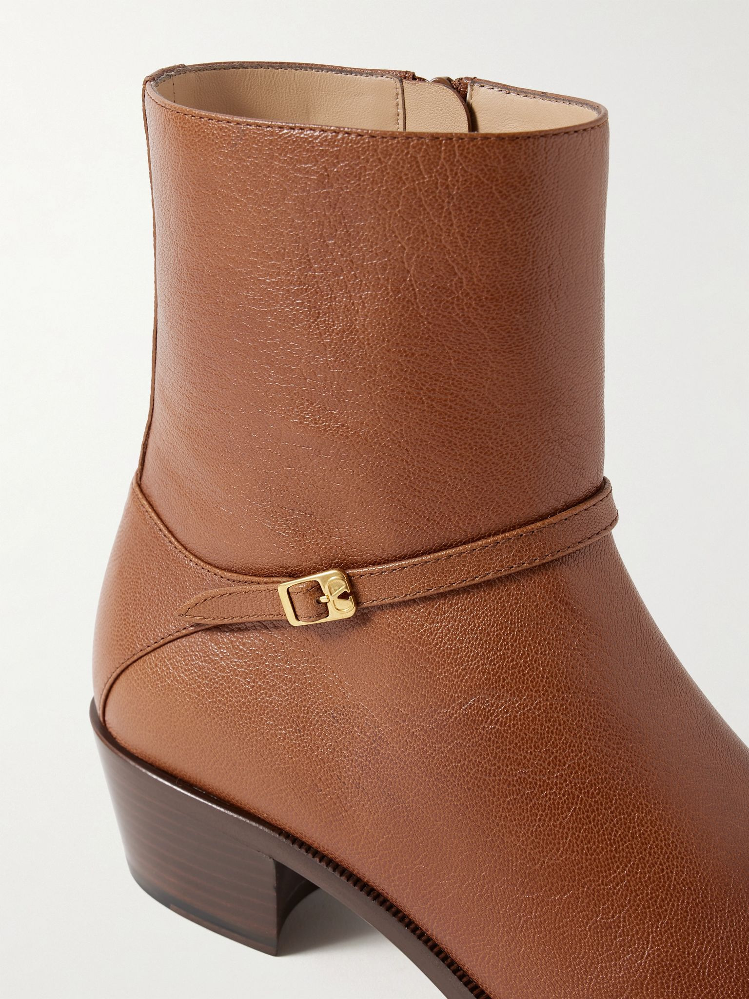 Pat VLogo Buckled Leather Ankle Boots Brown - 5