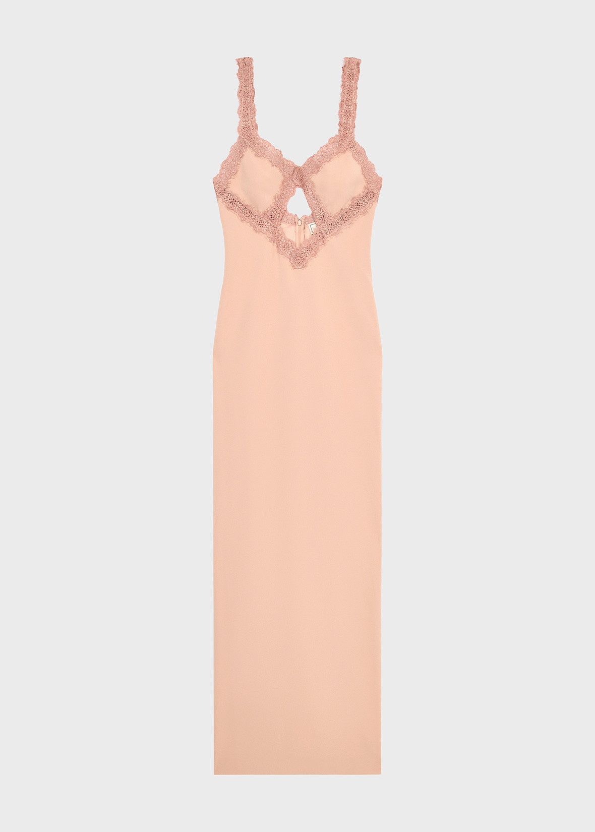 LONG DRESS IN SATIN WITH CUT-OUTS AND LACE - 1