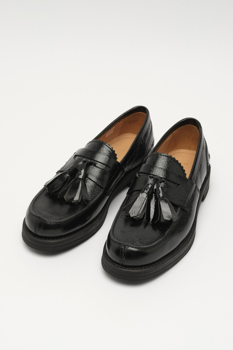 Tassel Loafer Black Cracked Patent Leather 5