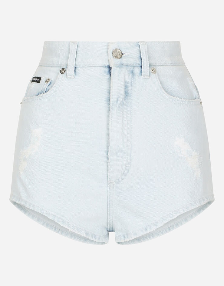 Light blue denim shorts - 4