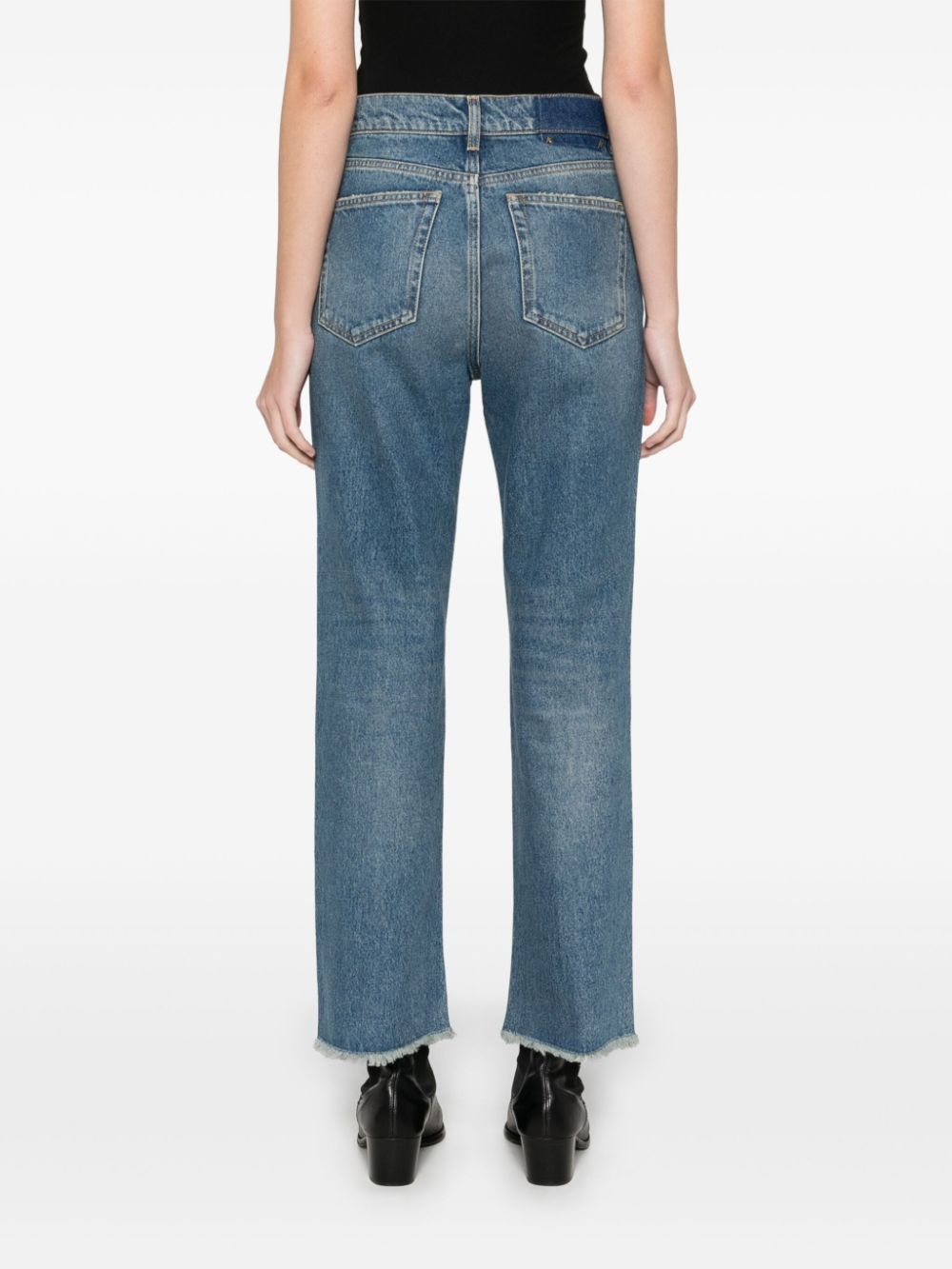 faded cropped jeans - 4