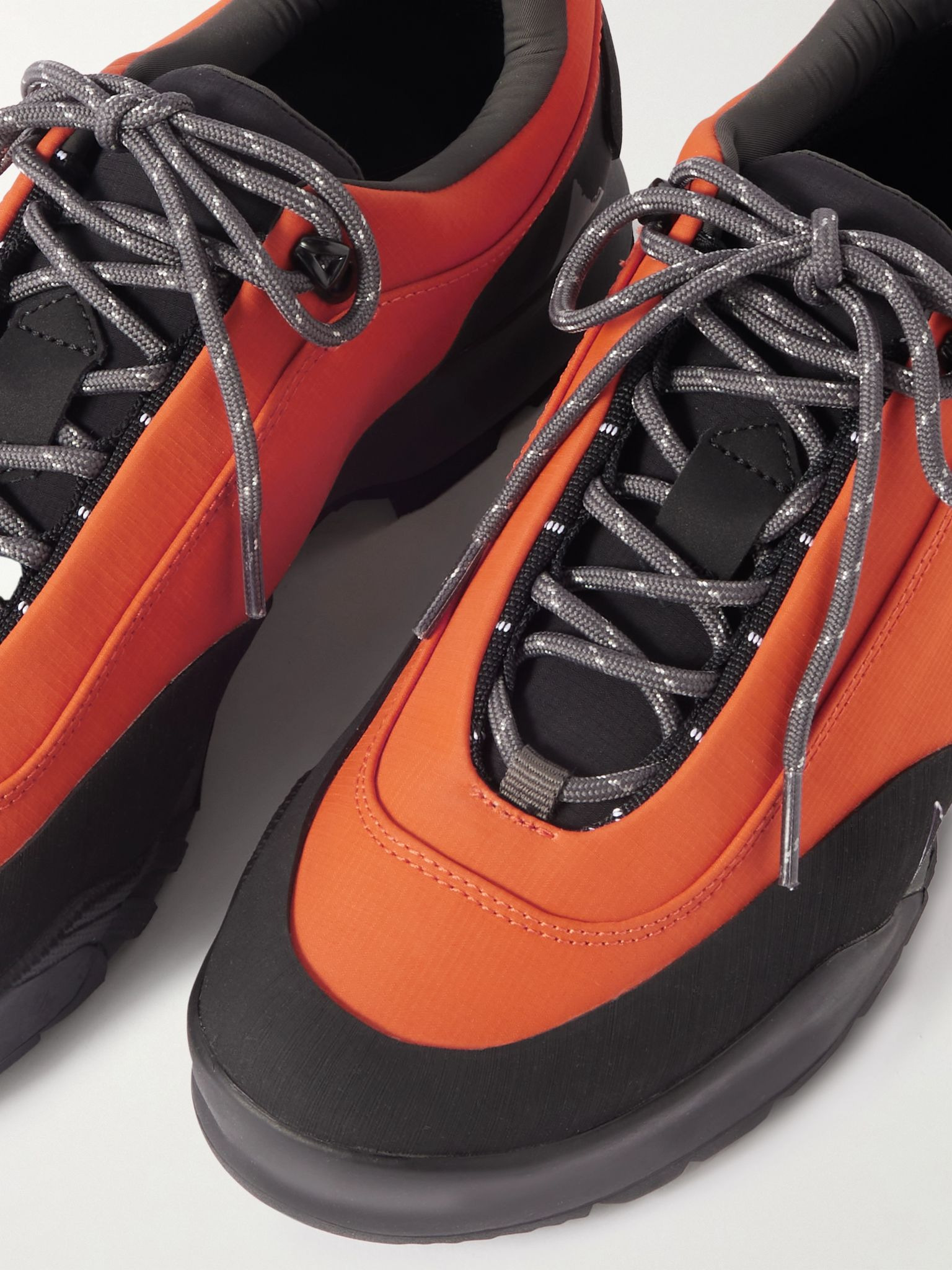 Cingino Rubber-Trimmed Microfibre Hiking Sneakers Orange - 5