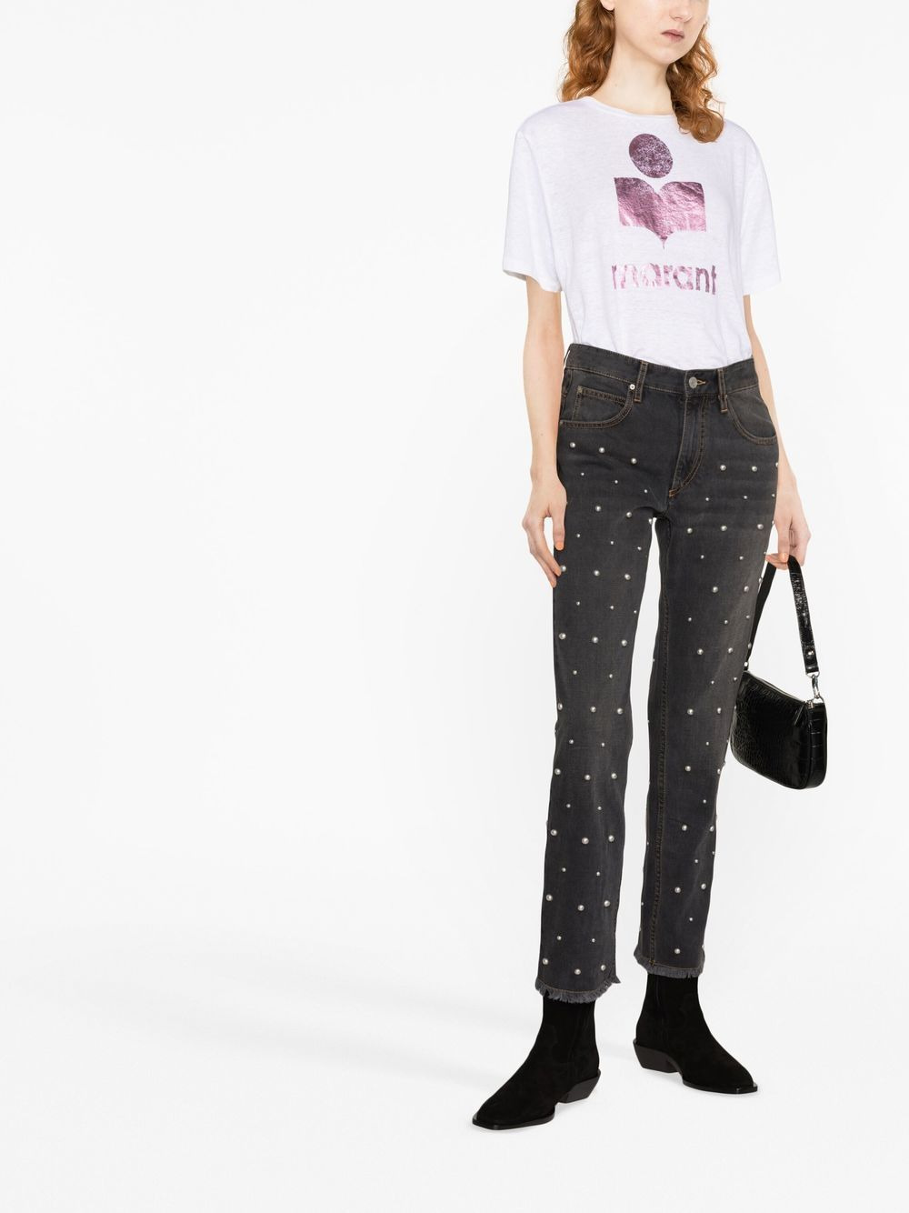 bead-embellished straight jeans - 2