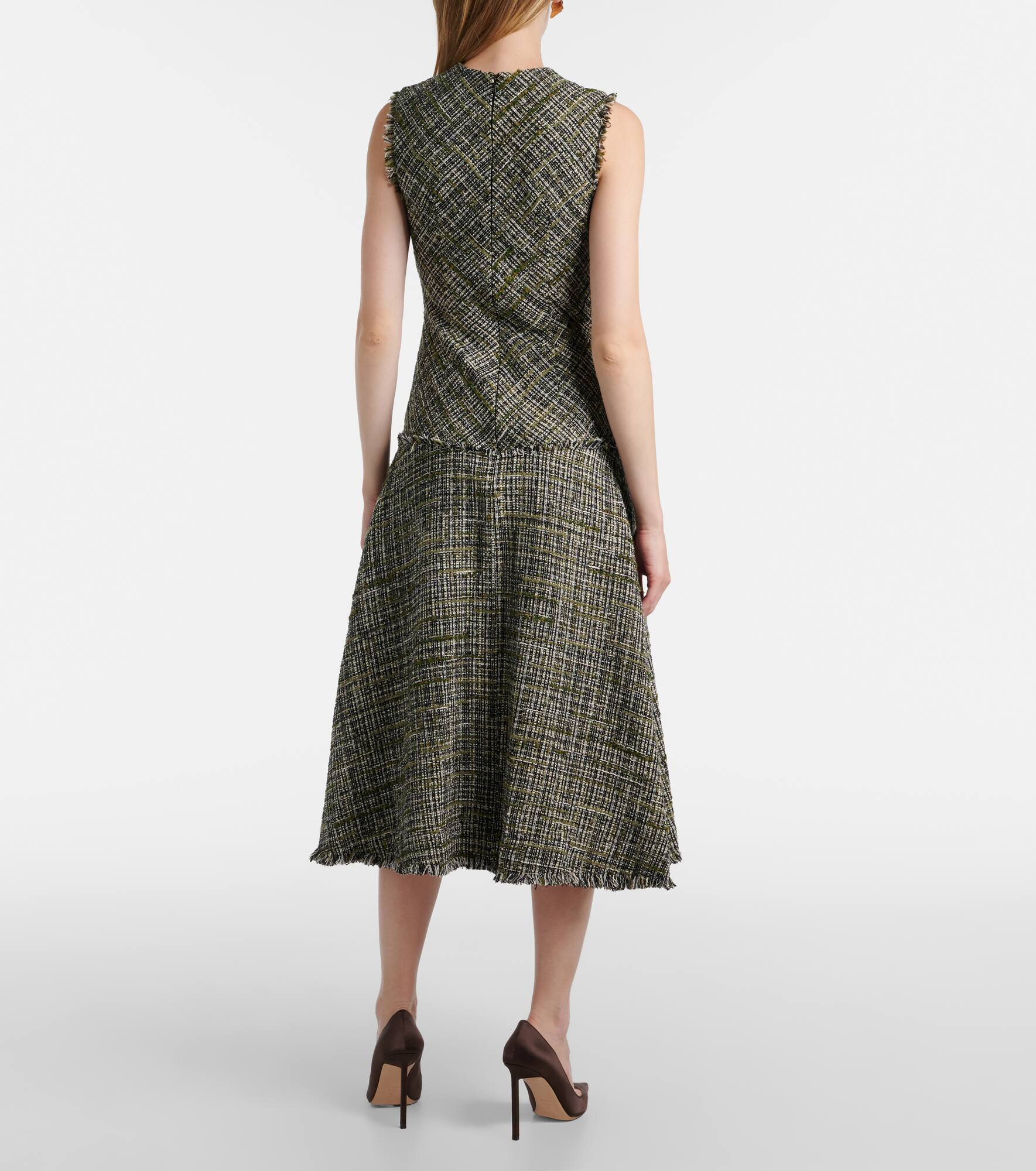 Draped tweed midi dress - 3