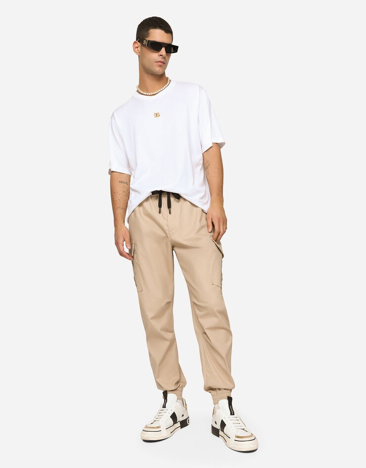 Cotton cargo pants with branded tag - 5